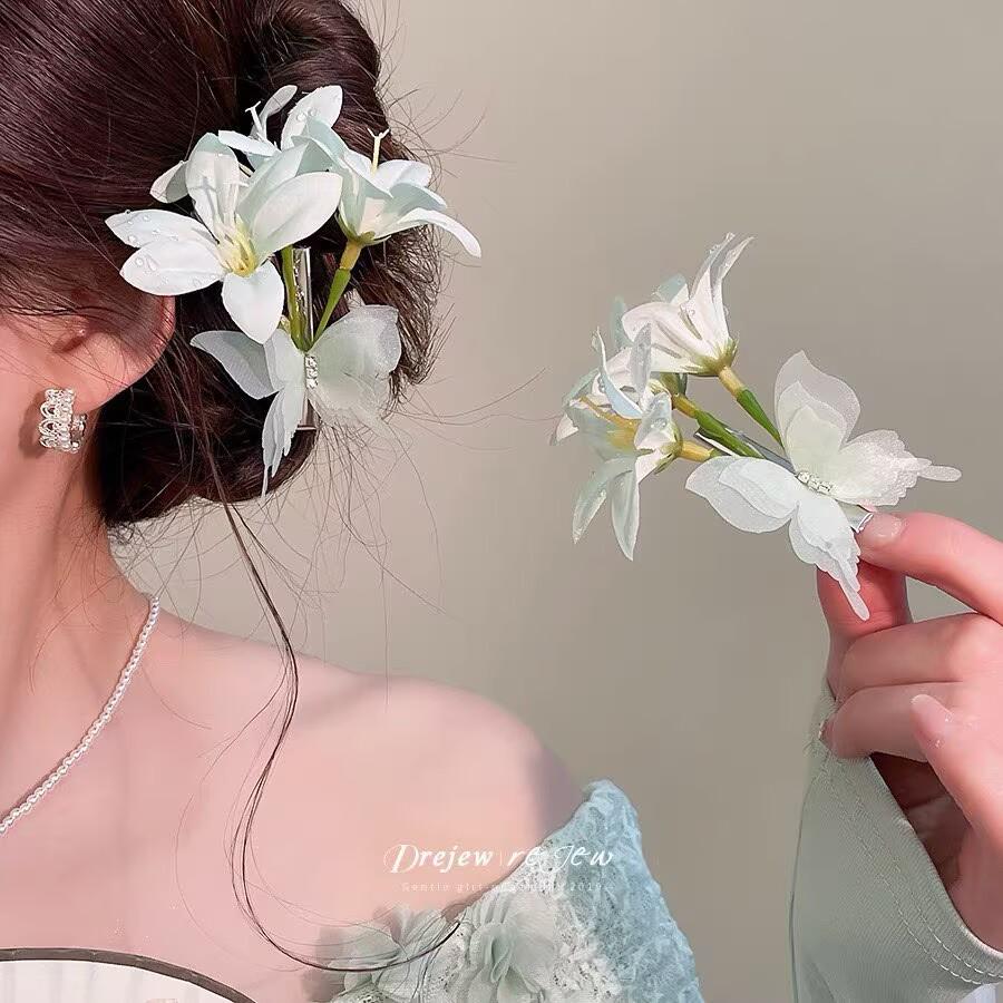 Fairy Butterfly Tassel Claw Clip – Transparent White Mori Style Hair Accessory