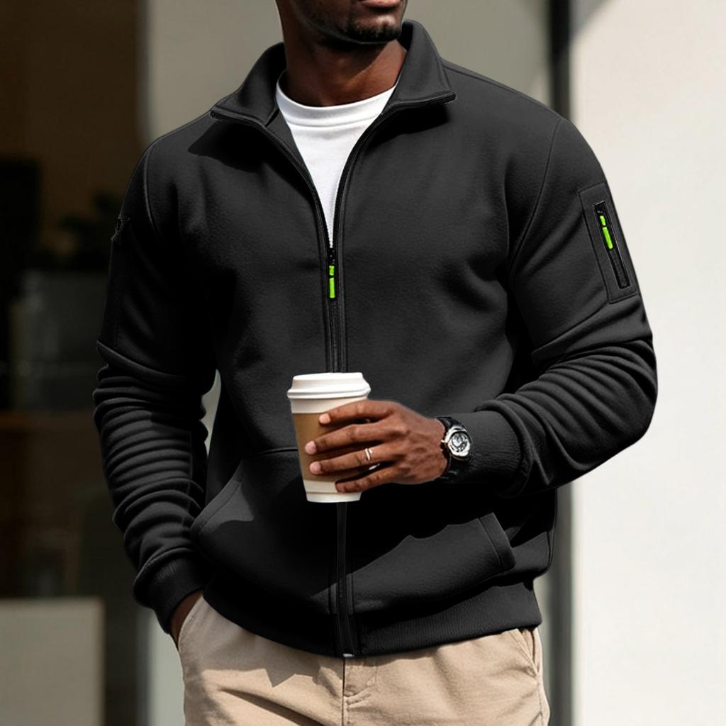Men's Zip-Up Jacket with Multiple Pockets for Running Fitness Casual Wear