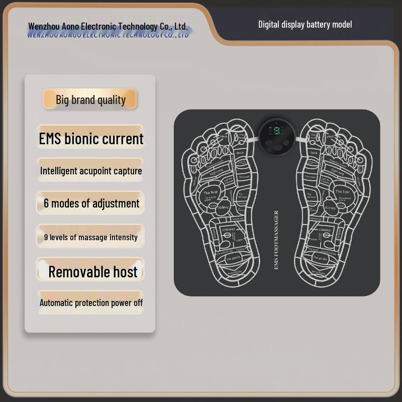 Smart EMS USB Rechargeable Foot Massager Mat with Microcurrent Sole Pulse Therapy