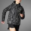 adidas Wind.Rdy Full Zip Hooded Jacket, Women Logo Print Long Sleeve Windproof Sports Outerwear Black Reflective Silver IT3445