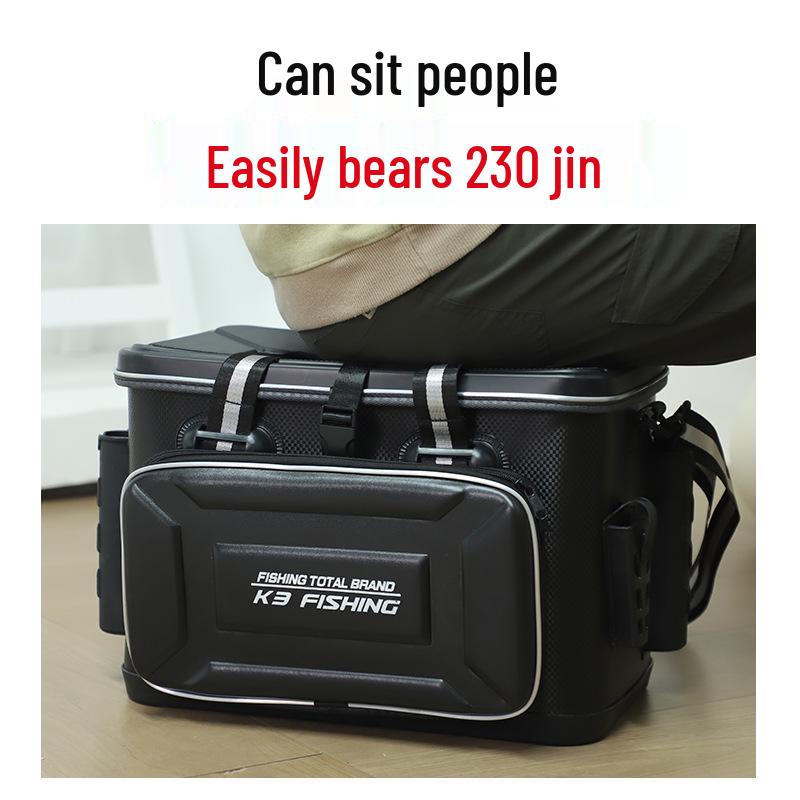 Thickened Multi-Functional Fishing Bucket & Seatable Tackle Box with Hard Shell, Full Set for Live Fish & Lure Fishing Gear