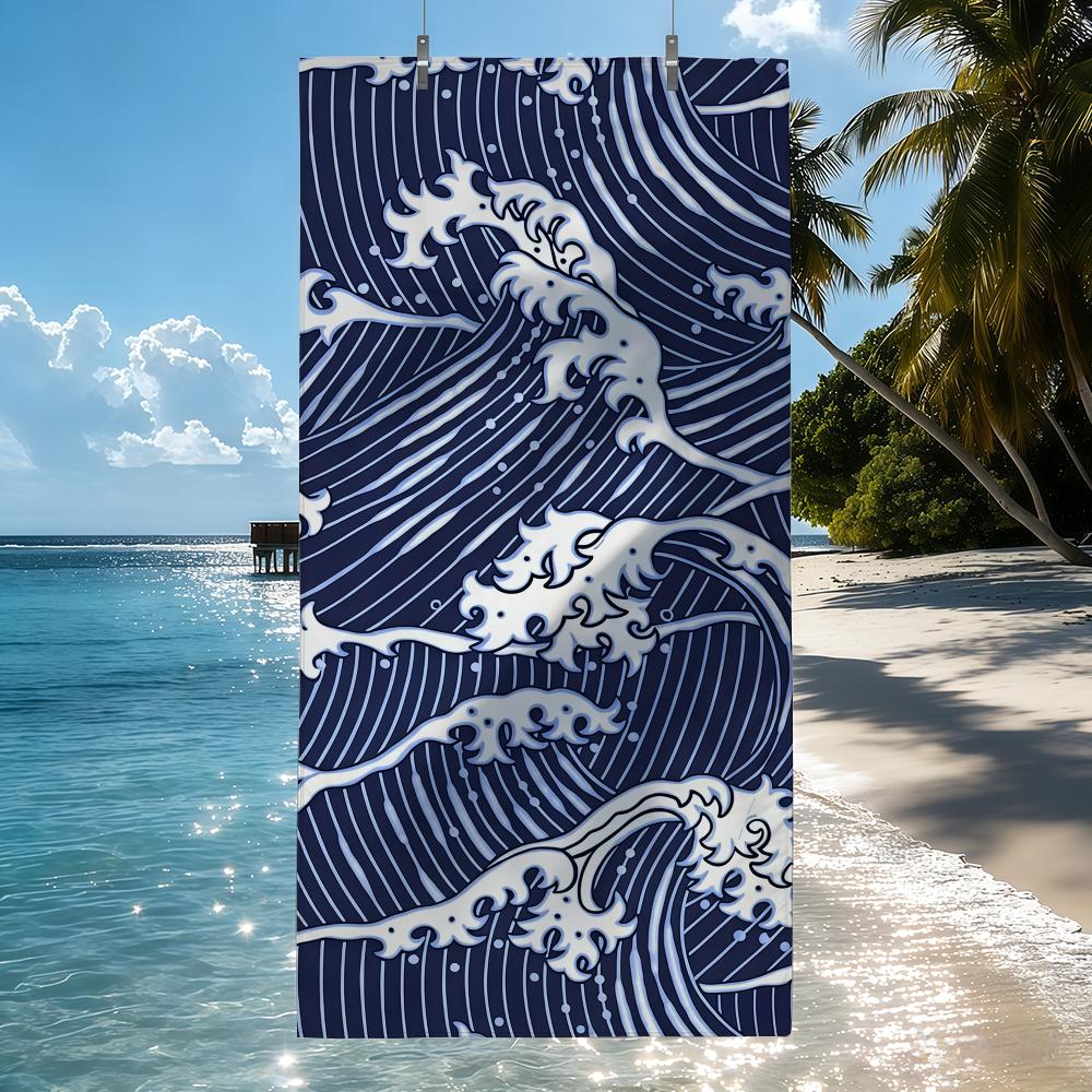 De Grote Golf bij Kanagawa Hokusai Handdoek Sneldrogende Strandhanddoeken Zijn Geschikt Voor Zwembaden Kamperen Yoga En De Sportschool