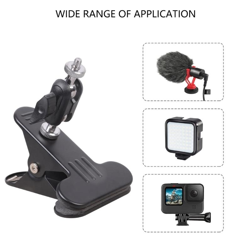 Metal Clamp With 1/4inch External Screw And Rotating Ball Head For Camera Lighting Studio Equipment Mounting Accessories