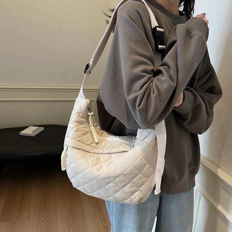 New Cotton Clothes Diamond-shaped Large Capacity Simple Travel Shoulder Bag Messenger Bag