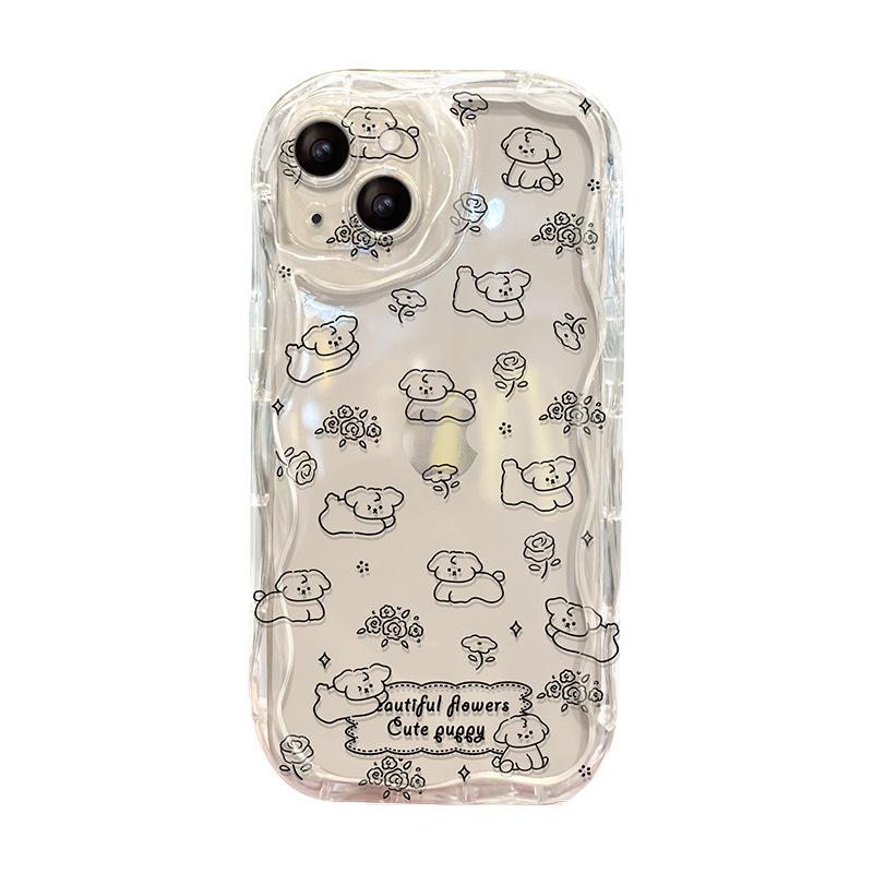 Flower Dog Chain Suitable for Huawei Mate60pro Mobile Phone Case Vivo Transparent Oppo Silicone Xiaomi 14/13