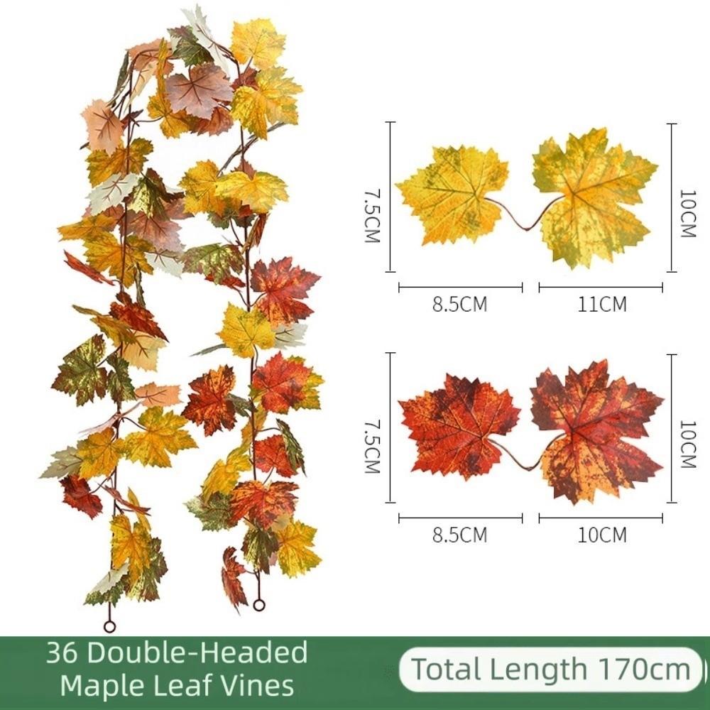 1.7m Red Autumn Maple Leaves Creative Fake Autumn Vines Artificial Maple Garland  Halloween Decor