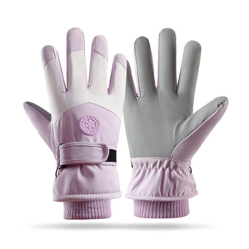 Ski Gloves Winter Warm Gloves Men's and Women's Cycling Gloves Thickened Finger Touch Screen Hiking Couple Anti Slip and Windproof Gloves