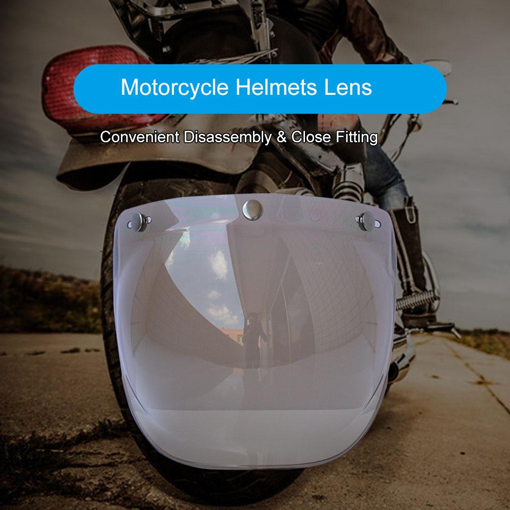 Motorfiets Anti-UV Krasbestendig Helm Vizier Bubbel Wind Vizier voor Standaard Open Gezicht Helmets met 3 Drukknopen