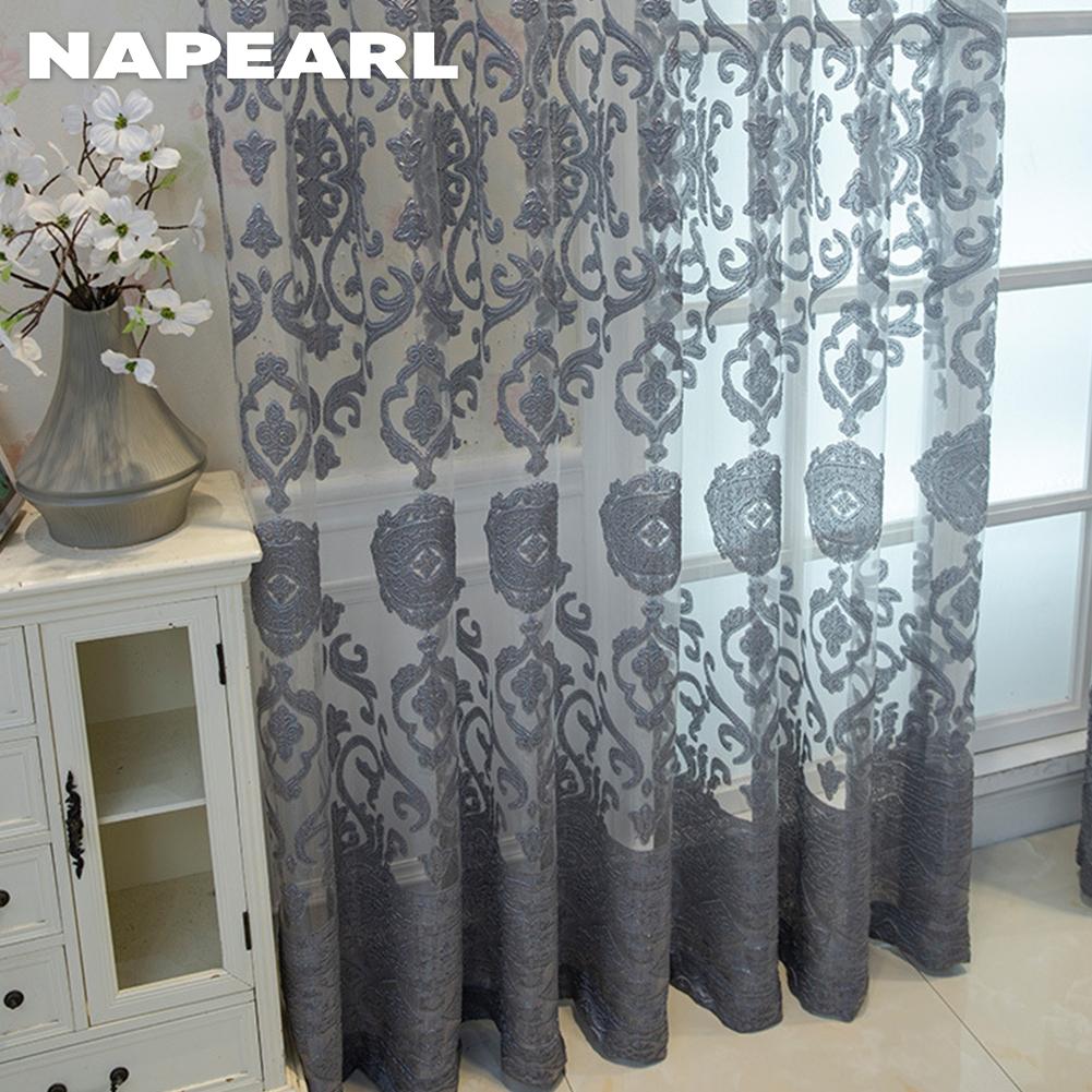 1PC NAPEARL European-style Luxury Jacquard Curtain Transparent Sheer Curtain for Living Room Bedroom Balcony WindowHome Decor