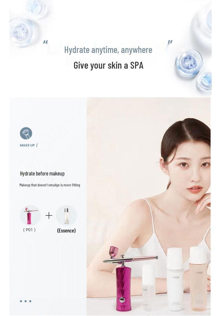 Portable High-Pressure Hydrating Oxygen Injector & Needle-Free Facial Steamer