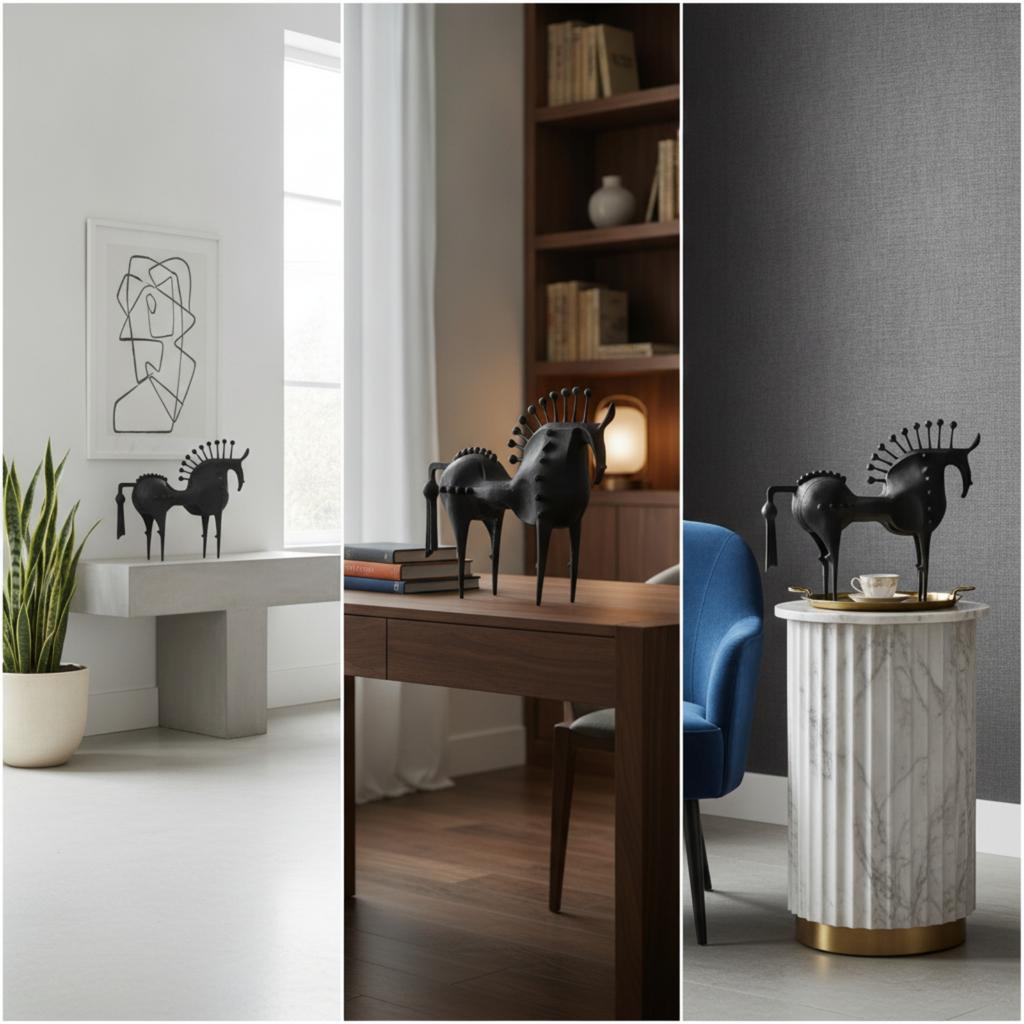 Horse Figurine Abstract Horse Sculpture Decor Minimalist Decorative for Home Decorators, Living Room, Office