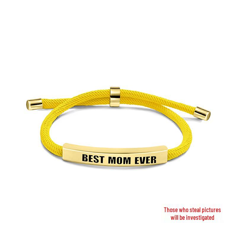 Multi-color Woven Rope Bracelet with Engraved Stainless Steel for Mother's Day or Christmas Gift