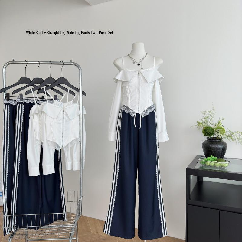 

Xin Xing Women s One-Shoulder Long Sleeve Chiffon Shirt - French Slimming Spring Top S [Under 95 lbs]