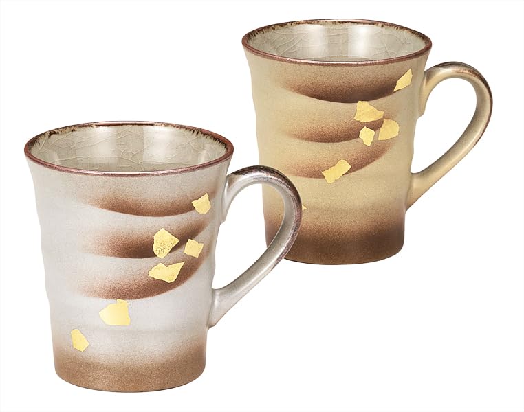 Nakamaru "Kutani Ware" Pair of Mugs, Gold and Silver, K9-1040
