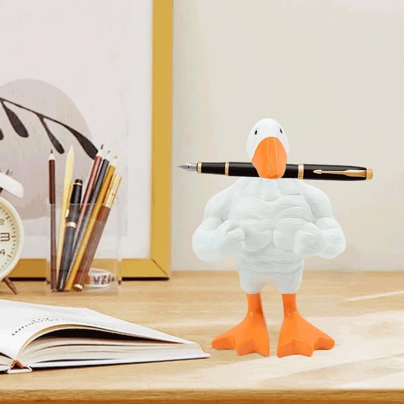 Fun Muscular Buff Duck Statue Ornament Cute Funny Muscle Goose Duck Sculptures Magnetic Key Holder Tool Organizer Holder Figurine Ornaments For Home