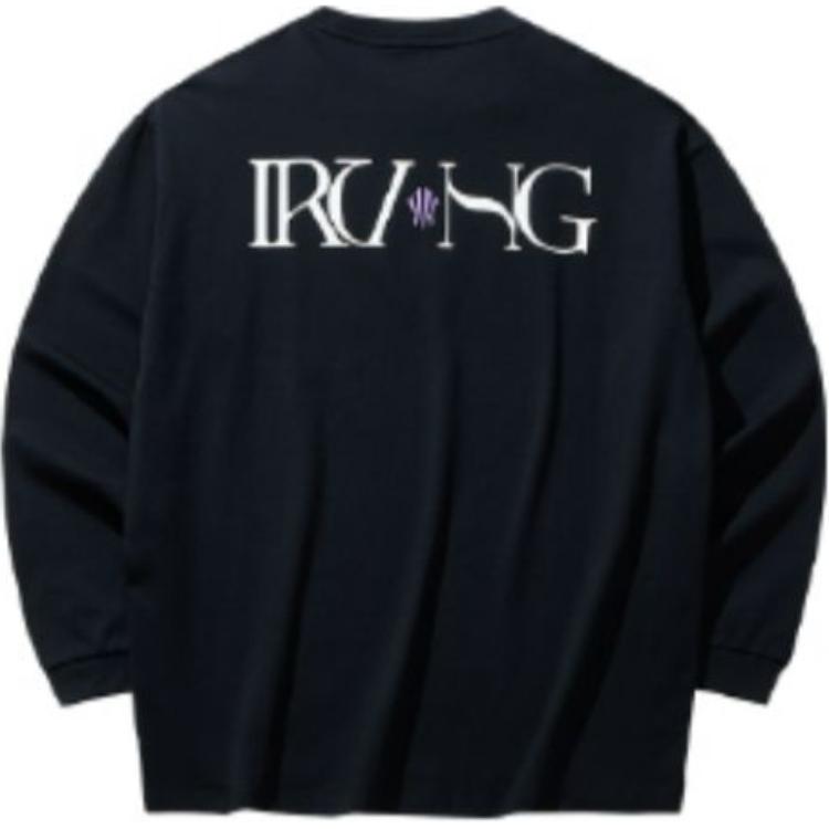 Anta Loose Letter Round Neck Pullover Long Sleeve T-Shirt Unisex Tops Black 172441404-3