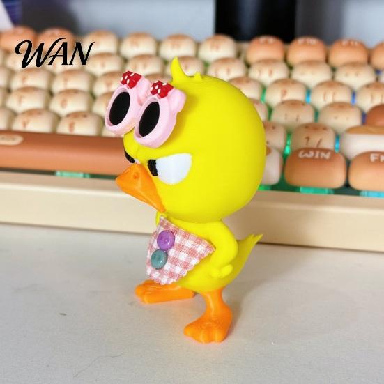 Humorous Desktop Ornaments 3D Printed Cute Duck Figurine with Glasses, Angry Pose Desk Decor, Creative Miniature Collection Office Bookcase