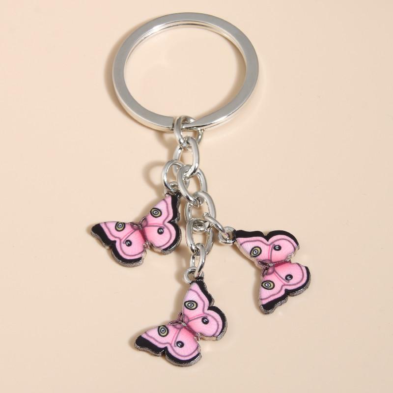 Cute Colorful Butterfly  Enamel Flying Animals Key Chains For Women Girls Accessorie Handmade Jewelry Bag Charm