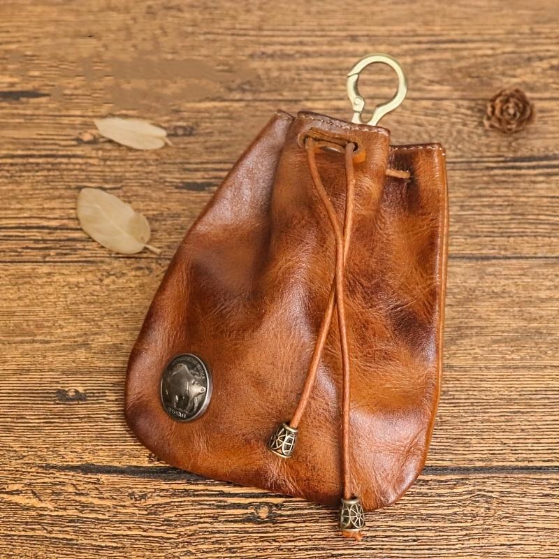 Leather Vintage Coin Purse Mini Storage Bag, Classic Style Compact And Portable, Anti-Loss And Anti-Theft,Multifunctional Key Holder