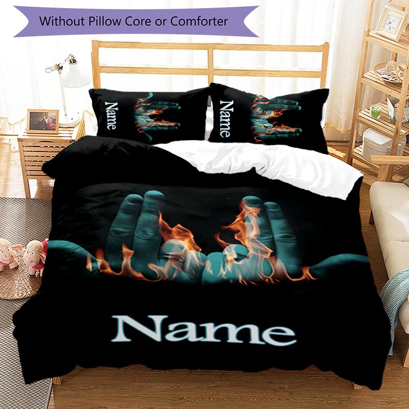 3pcs Custom Name Cartoon Jul rapper Bedding Set Duvet Cover Closure Includes 1 Duvet Cover & 2 Pillowcases for All Seasons Bedroom Decor