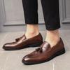 Fashion Spring New Men's Breathable Carved Tassel Casual Loafers British Style Men Comfortable Soft Sole with Pointed Toe Leather Shoes