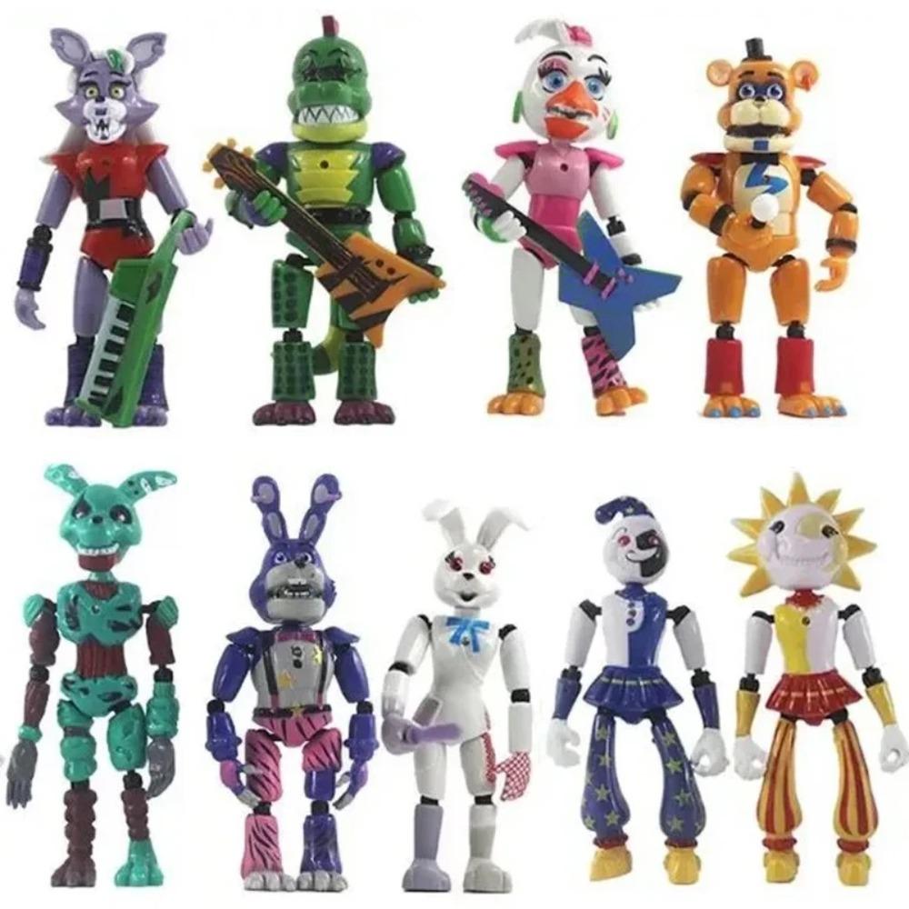 9 Stück/Set FNAF Figuren Sundrop Bewegliche Gelenke Niedlicher Bonnie Bär Foxy Actionfigur Modell Spielzeug für Kinder Geburtstagsgeschenke
