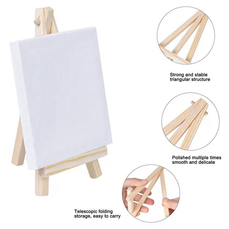 6Set Mini Canvases White Stretched Blank Sandpieces for Painting Art Supplies Package