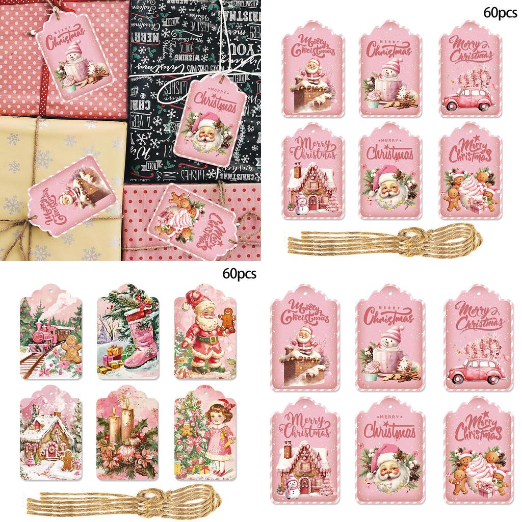 Holiday Gift Tag Set With Vintage Design In Paper Material For Christmas Party