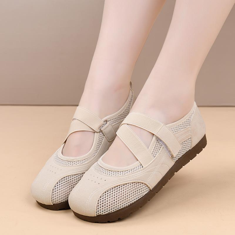 New ugly cute shoes Velcro Mary Jane shoes flat casual shoes super soft and comfortable mesh shoes