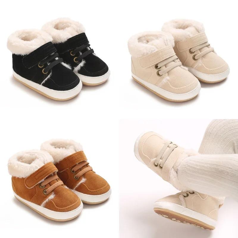 Baby Winter Boots Soft Snow Shoes Toddlers Warm First Walkers Solid Color Design