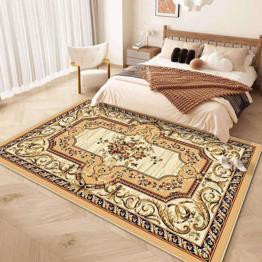 European Style Luxury Living Room Rug Big Size Antiskid Flower Design Bedroom Decor Bedend Carpet Easy Clean Entrance Door Mat