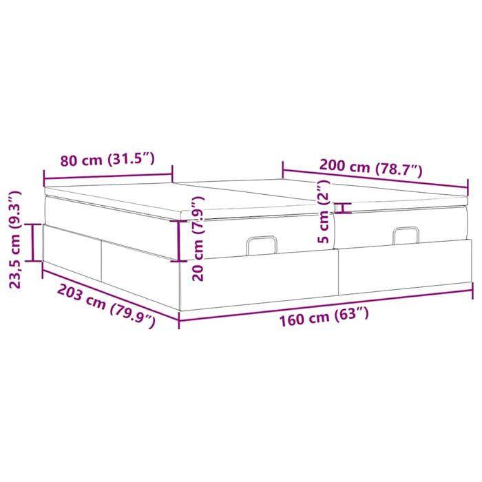VidaXL Cadre de lit ottoman avec matelas gris foncé 160x200cm tissu, cadre de lit avec rangement, cadre de lit 3311235