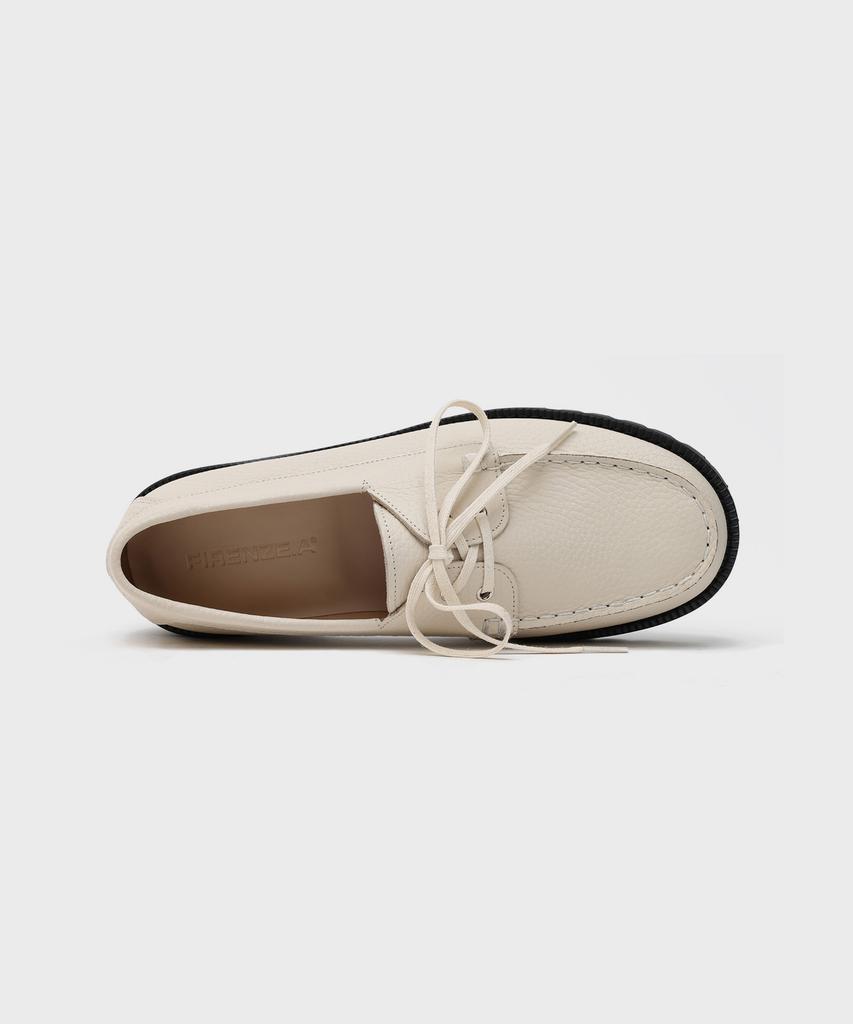 Firenze Atelier [Vibram] Standard Casual Sole Boat Shoes 5099 [Cream Embo]