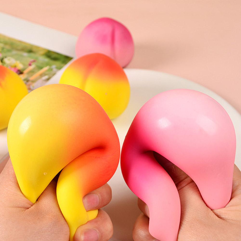 7cm Peach Stress Relief Toy Soft TPR Material Built-in Air Bubble for Crisp Sound Anti-Anxiety Squeeze Fidget Toy for Work Study