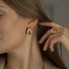 Geometric Stainless Steel Earrings For Women With Pvd Finish For Trendy Fashion