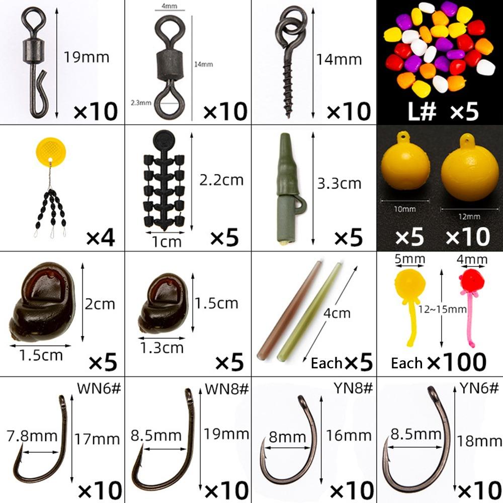 328pcs Include Beads Carp Fishing Equipment Kit Include Hooks Fishing Accessories Set  for Beginners