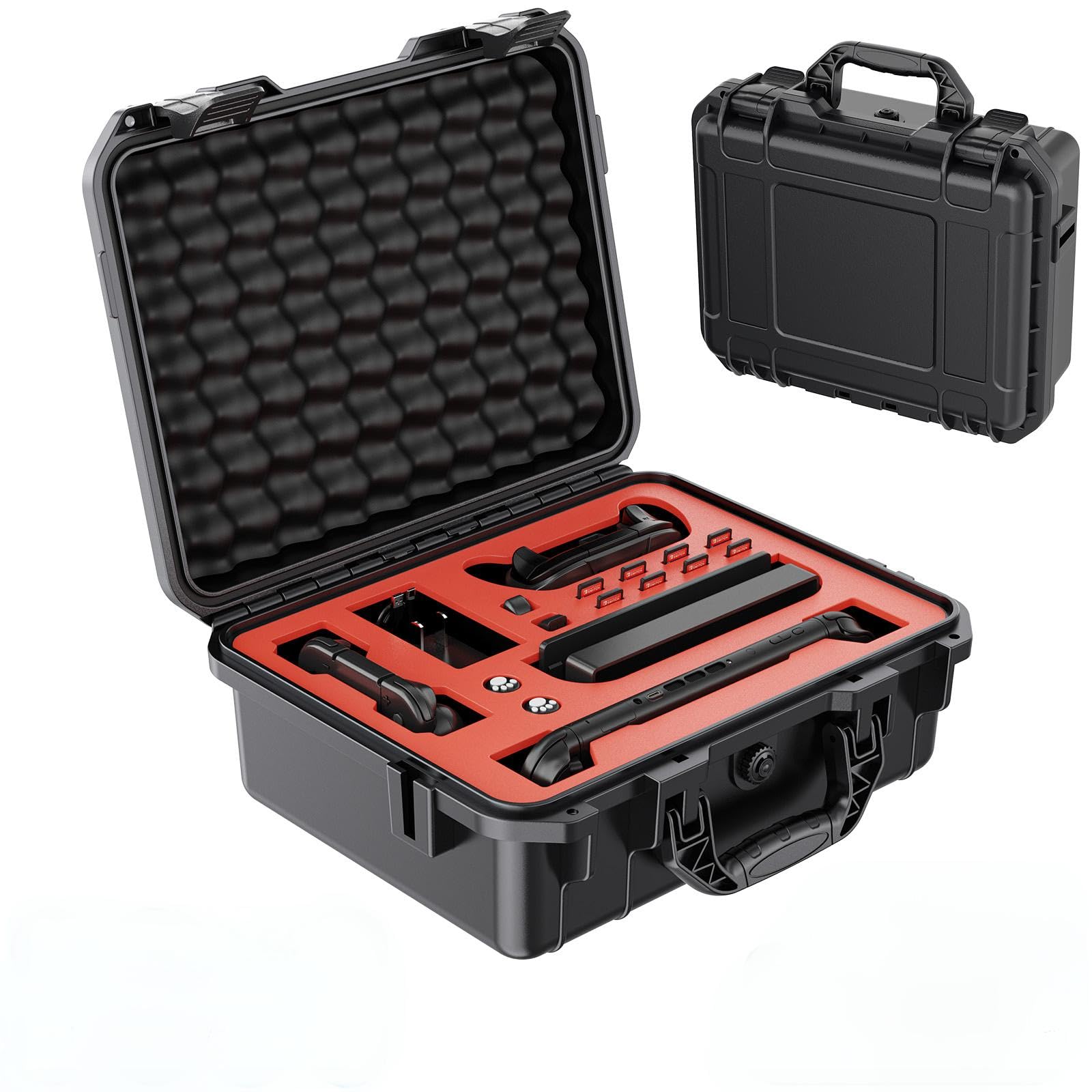 

OLCLSS Дорожный жесткий чехол для переноски для Switch, выдерживающий вес 100 кг, защитный стик-док, 8 слотов для игровых карт 2, прочность военного класса, вместимость,