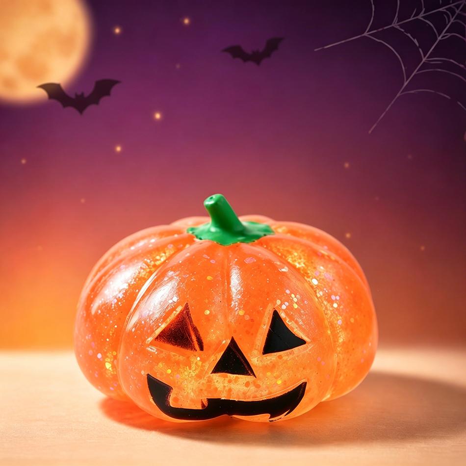 Halloween Pumpkin Moldable Maltose Stress Ball Squishy Soft Glitter Slow Rebound Fidget Sensory Toy Stress Relief Anti Anxiety