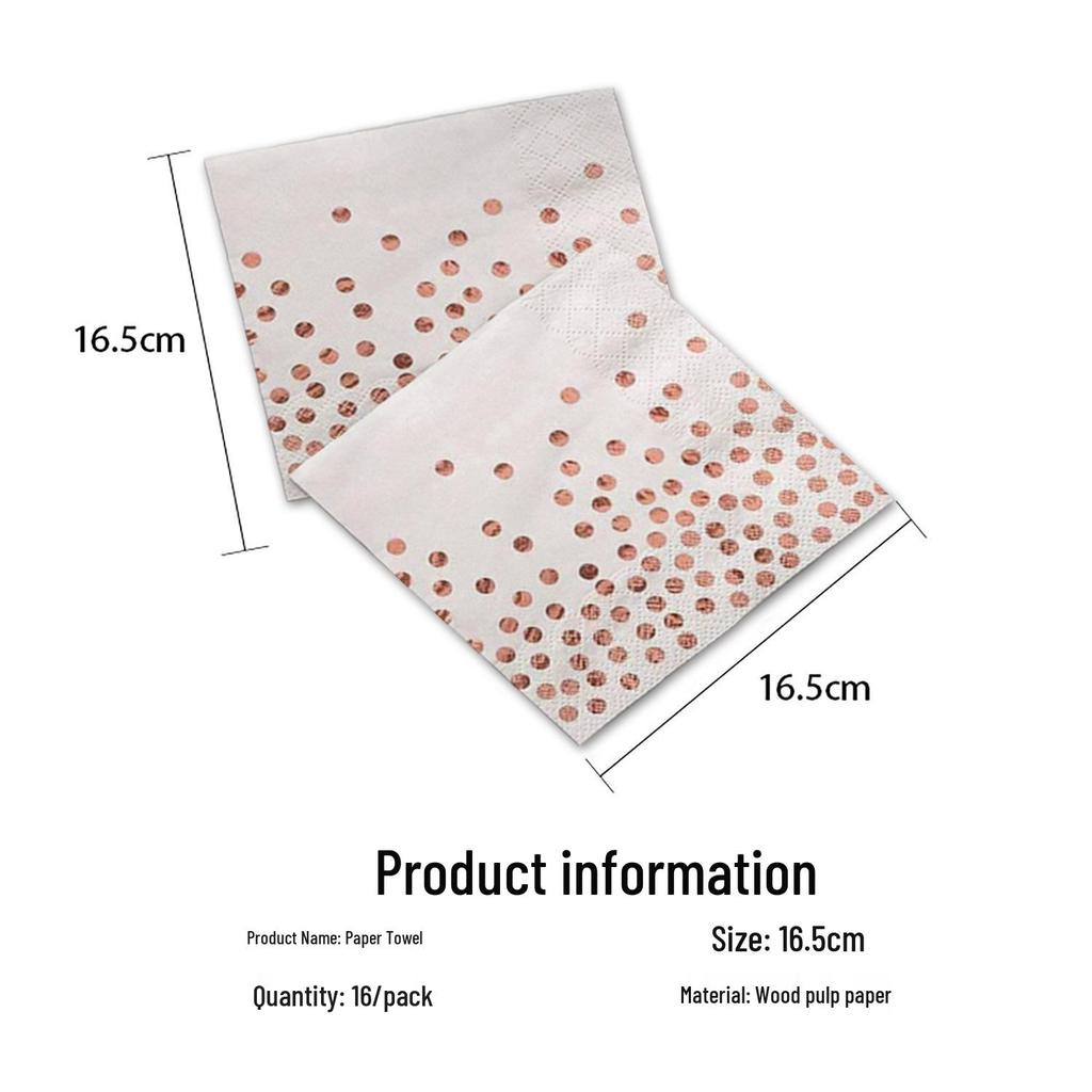 White Hot Stamping Rose Gold Polka Dot Disposable Birthday Paper Plates Set