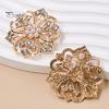 Floral Jewelry Solid Alloy Brooch, Hollow Pattern Lapel Pin with Strong Buckle Brooch Design, Electroplating Anti-Oxidation Badge for Coats