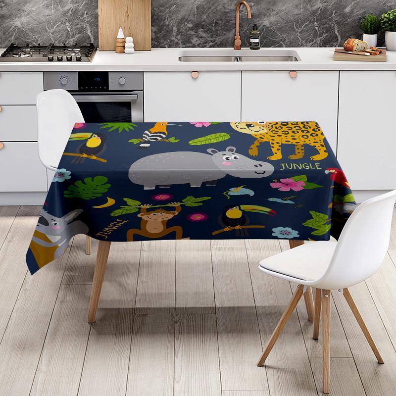 Animal-themed Tablecloth Jungle Party Decoration for Dining Room Furniture