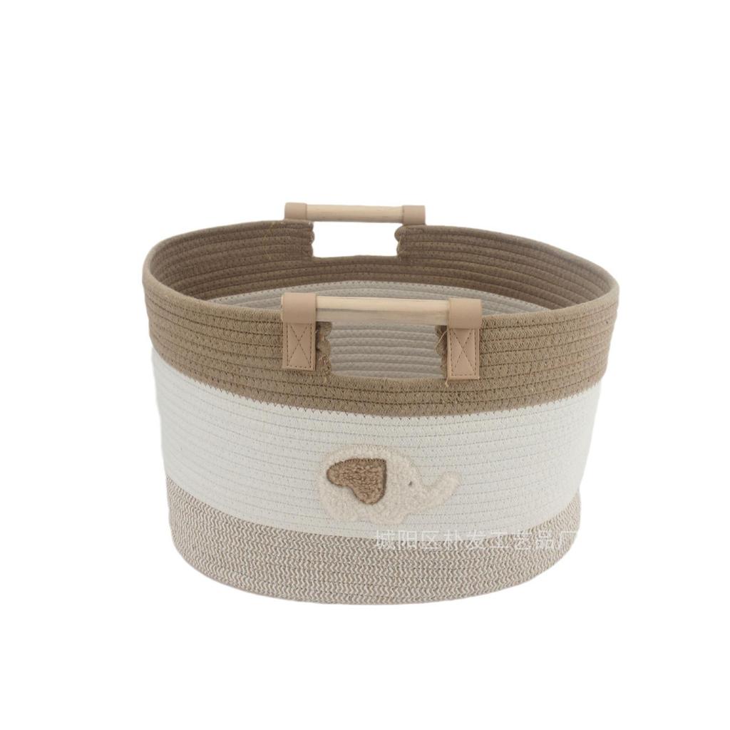 Cartoon Cotton Woven Storage Basket for Toys, Snacks, or Laundry