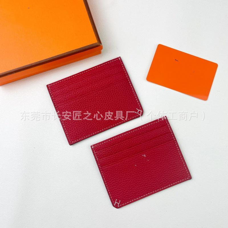 2025 Lychee Grain Leather Card Holder – Large Capacity with Multi-Card Slots and Coin Pocket.