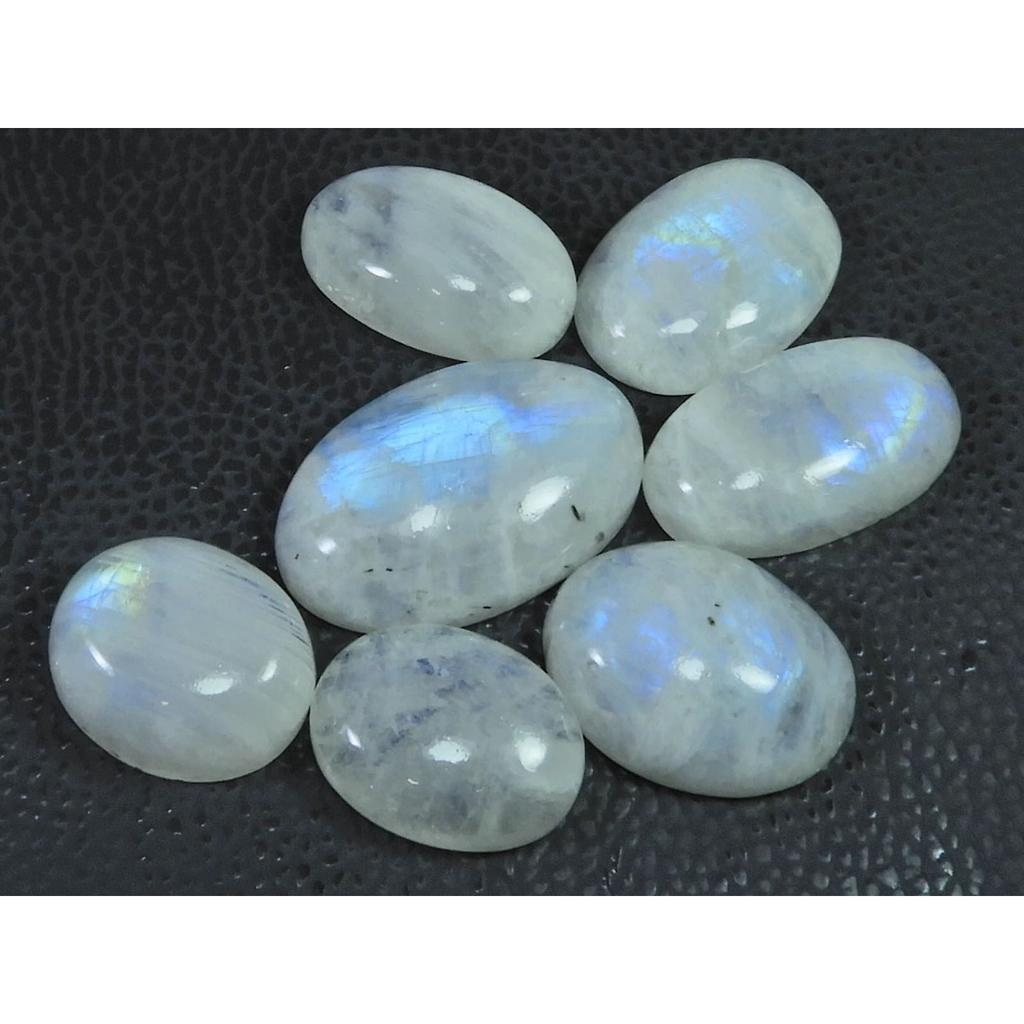 209Cts. Natural Rainbow Moonstone Oval Cabochon Loose Gemstone 07 Pcs Lot C-1652