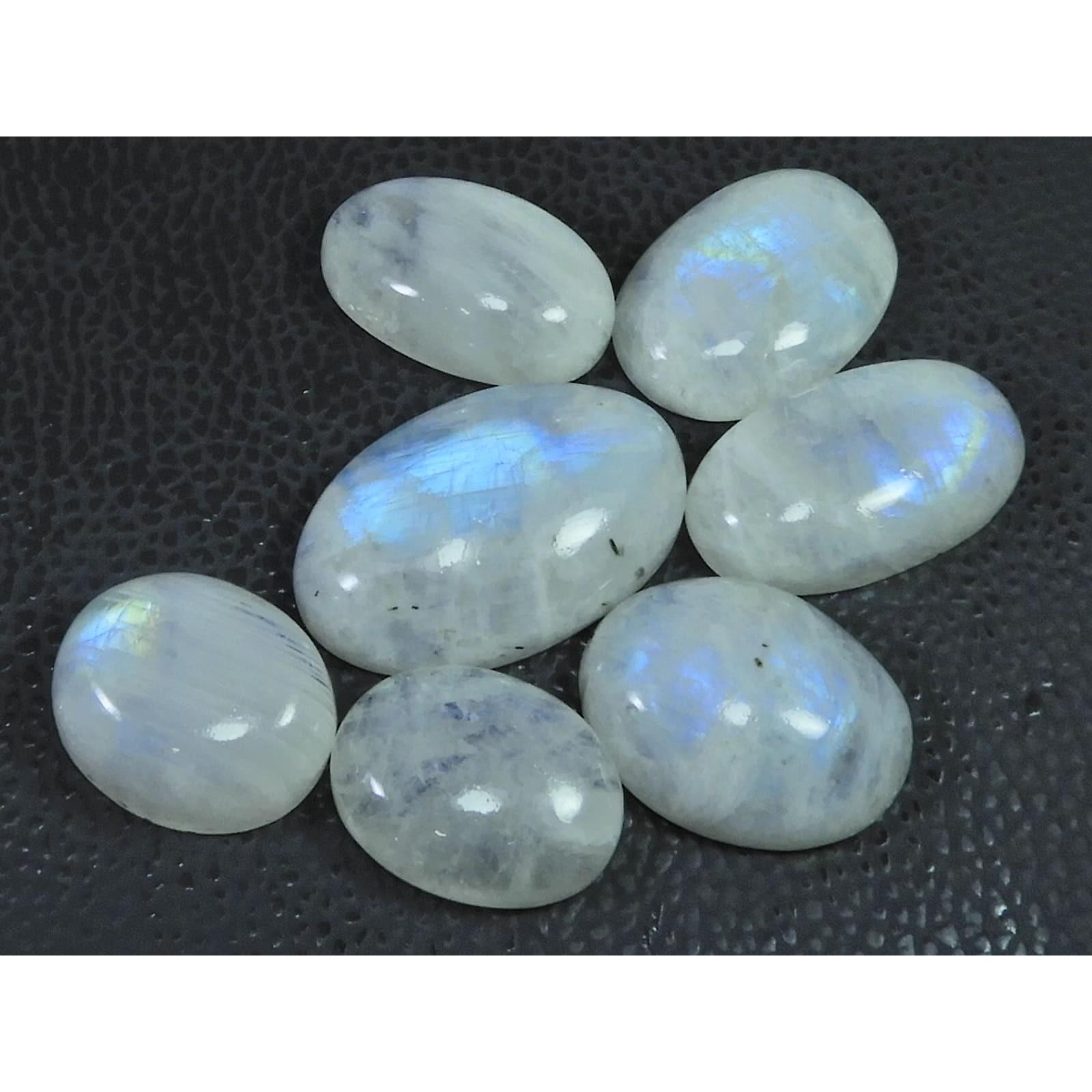 209Cts. Natural Rainbow Moonstone Oval Cabochon Loose Gemstone 07 Pcs Lot C-1652