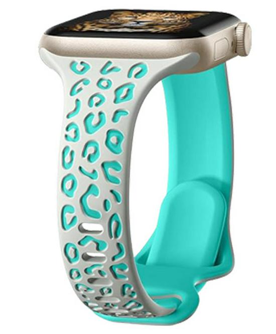 Dual-Color Leopard Print Silicone Strap for Apple Watch (Compatible with Series 1-9)