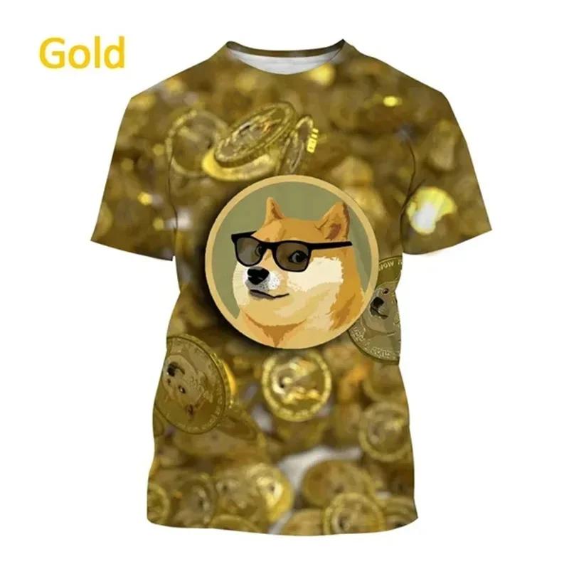 Astronaut Doge Dogecoin Graphic Printed T-Shirt Men Clothing Fashion Meme Cheems Casual 3D Printing Tee Tops