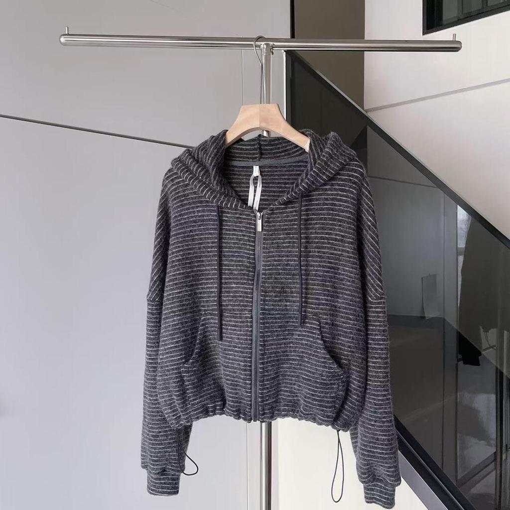 Women's Striped Hoodie & Wide-Leg Pants Slimming Sportswear Set