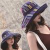 Sonnenschutz UV-Schutz Sonnenschirmhut Ethno-Stil Retro-Hut mit Kordelzug Damen Outdoor Sonnenschutz Schatten Wanderhut Doppelseitiger Fischerhut