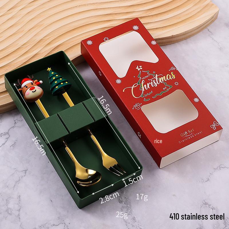 Stainless Steel Christmas Cutlery Set: Cute Spoon, Fork, and Stirring Spoon for Coffee & Fruit